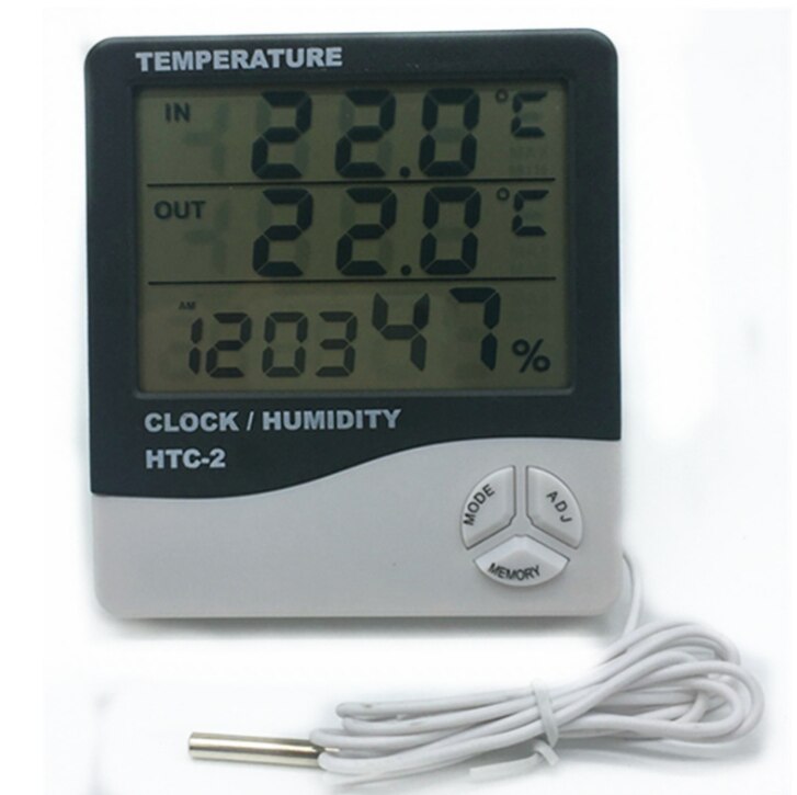 LCD Digital Thermometer Hygrometer Weather Station HTC-1 HTC-2 Temperature Humidity Tester Clock Alarm Wall Sensor Probe LCD