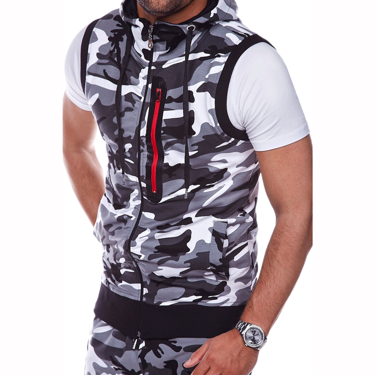 Mouwloze herenhoodies Mode Casual sweatshirt met rits en capuchon Heren bodybuilding tanktop sportief shirt vest vest gym: XL / Blauw