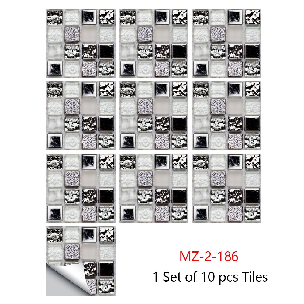 Mosaic Tile Stickers Glossy Wall Tile Transfers Stickers For Kitchen Bathroom Floor Furniture Renovation Decals Vinyl Wallpaper: 30cmX30cmX10pcs