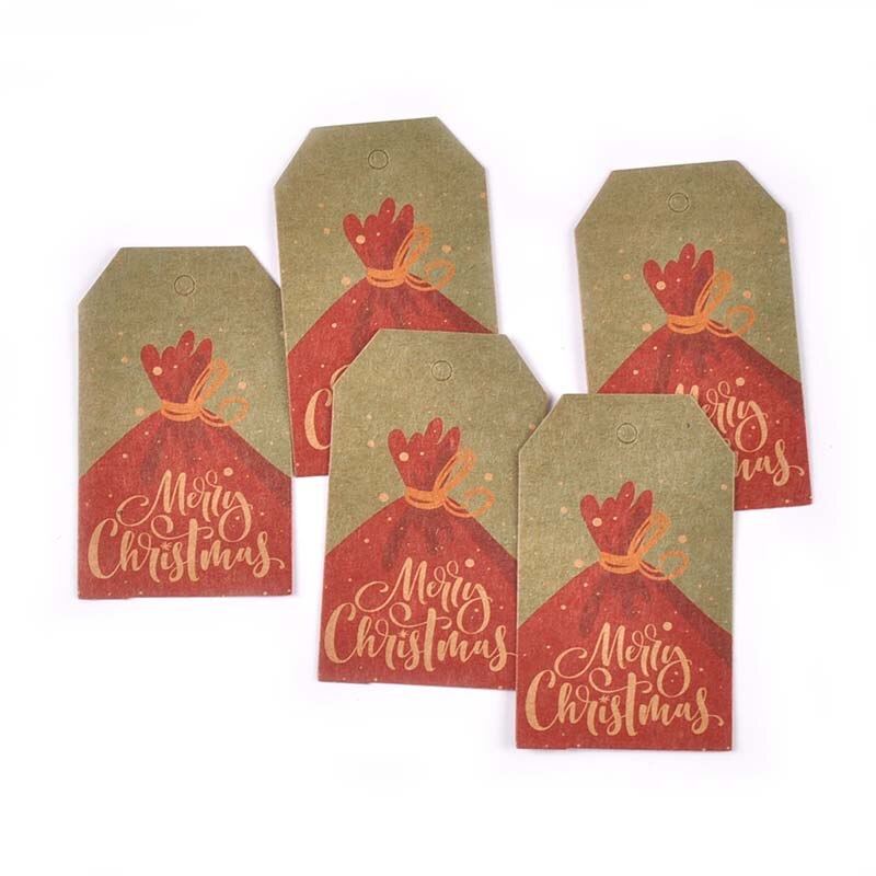 50 pièces papier Kraft mélangé carte père noël arbre papier étiquette HangTag bricolage fête boîte à bonbons étiquette de cuisson décor de noël C3010: 18