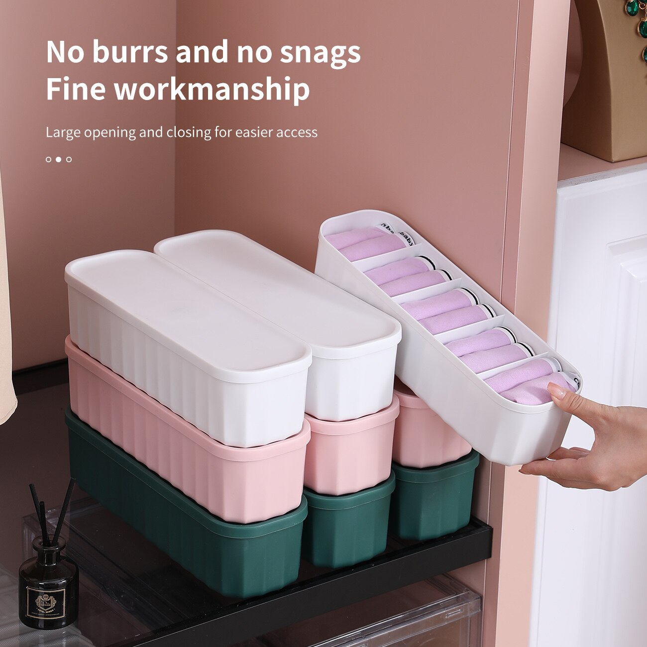 Boîte de rangement en plastique pour chaussettes, Type tiroir ménager, compartiment pour sous-vêtements, avec couvercle, boîte de tri de vêtements