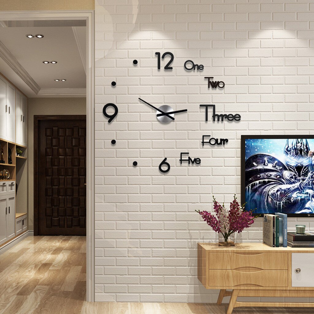 Diy ur akryl digitalt vægur 3d stereoskopisk lydløst elektronisk ur