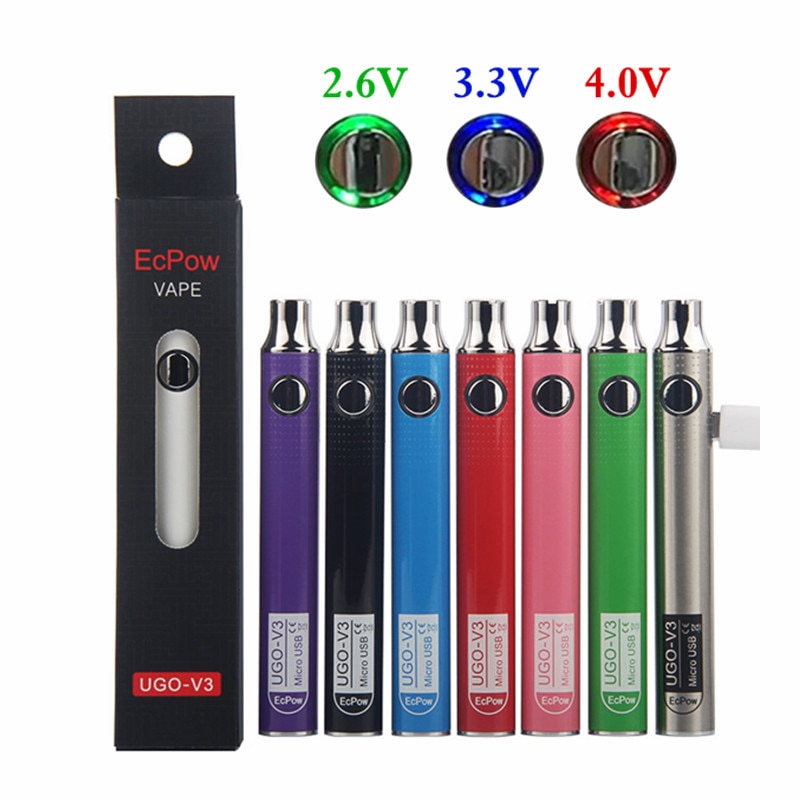 10Pcs Kingfish Original UGO V3 510 Thread Battery With Micro USB Charger Preheat Variable Voltage Fit Thick Oil CBD Cartridge