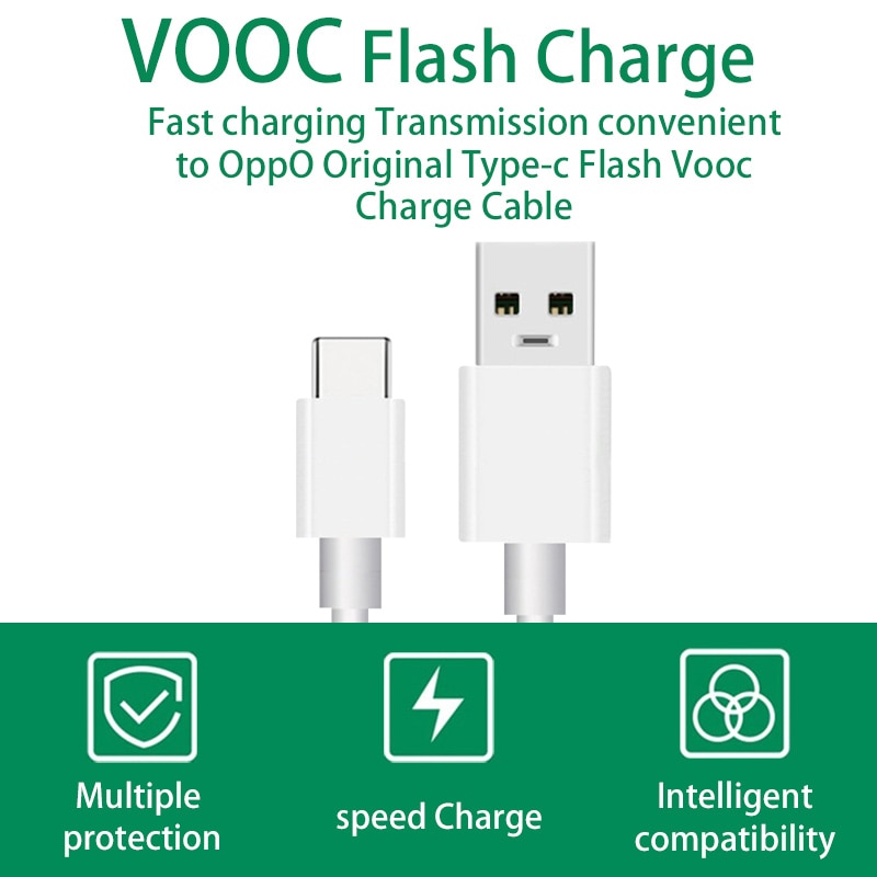 Câble de chargeur USB Type C Original pour OPPO Reno K5 K3 Find X A11 r13 VOOC Flash, Type C: 1M