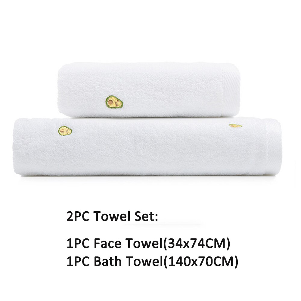 Handdoeken Voor Volwassenen Droog Haar Wassen Gezicht Handdoek Avocado Microfiber Zachte Absorberende Badkamer Grote Sneldrogende Katoen Dikke Badhanddoeken: 2PCS Towel Set White