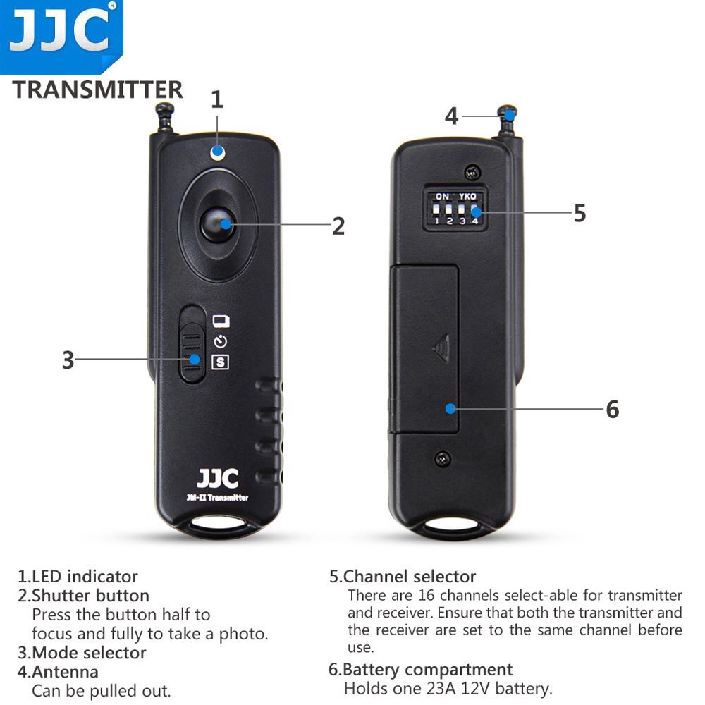 JJC Camera 433MHz Shutter Release RF Wireless Remote Control for PANASONIC DC-G9/DMC-FZ20/DMC-FZ20K/DMC-FZ20S/DMC-FZ30