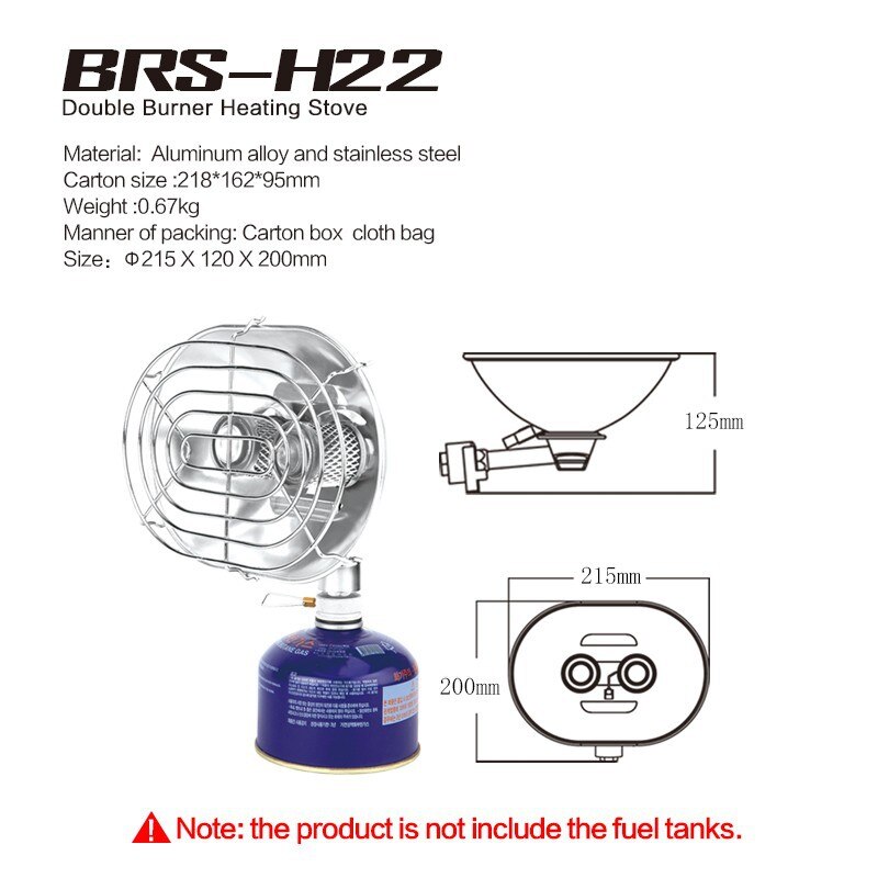 Brs Draagbare Gasfornuis Verwarming Kachel Dubbele Hoofd Infrarood Ray Warmer Outdoor Heater Winter Vissen Camping Drogen Kleding