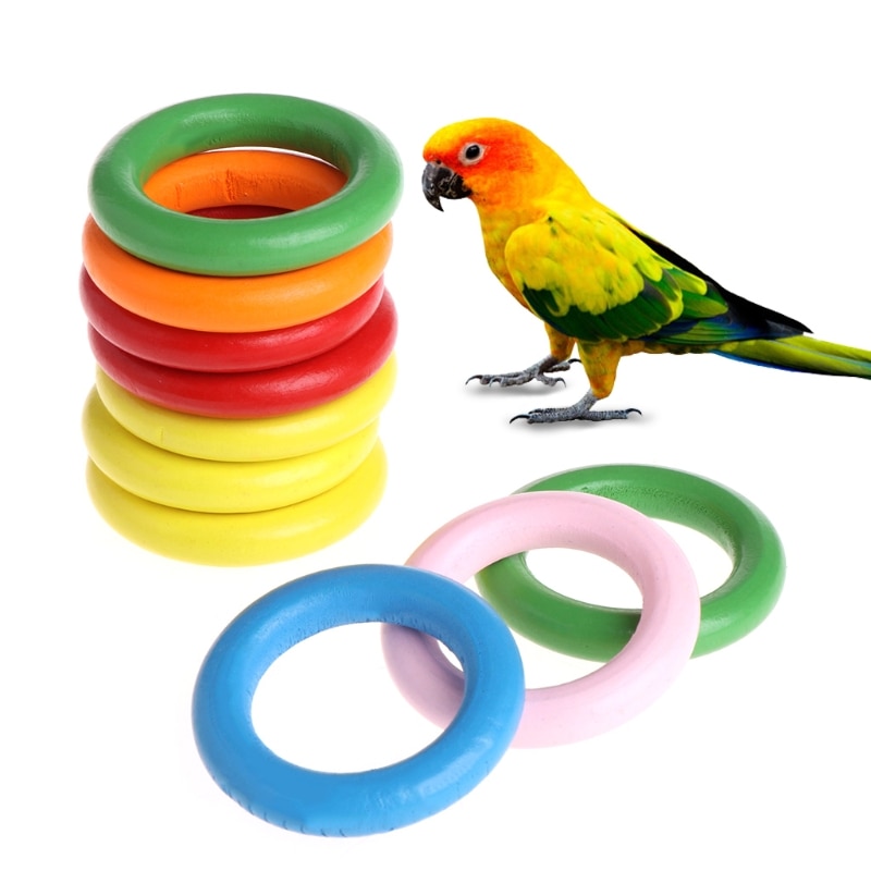 10 Stks/zak Hout Ringen Papegaai Speelgoed Accessoires Kleurrijke Willekeurige Kleur Diy Ornament K1MF