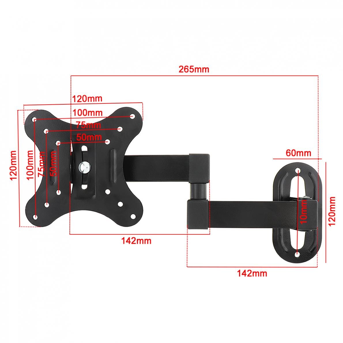 Universal 10KG Adjustable TV Wall Mount Bracket Flat Panel TV Frame Support 15 Degrees for 14-24 Inch LCD LED Monitor Flat Pan