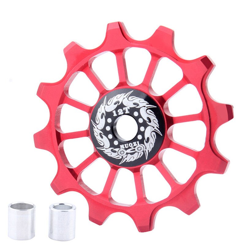 Muqzi Bicycle 12T Positive Negative Tooth Wheel Rear Derailleur Bike Guide Pulley Ceramics Bearing: Red
