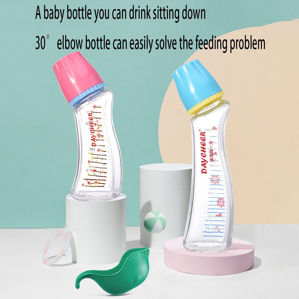 Biberón de borosilicato para bebé, botella de vidrio con etiqueta, pezón de leche para madre y bebé, 150/240ml