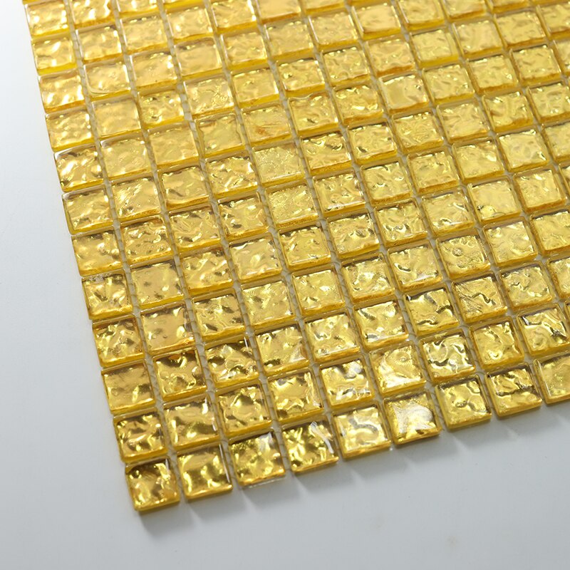 15mm Gold Foil Glass Mosaic For Kitchen Backsplash Bathroom Glass Wall Tile JMFGT2037