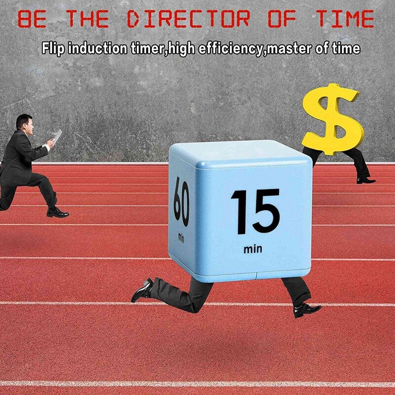 Time Cube-Timer Kitchen Timer Gravity Sensor Flip Timer Exercise Game Timer 15-20-30-60 Minutes for Meditation