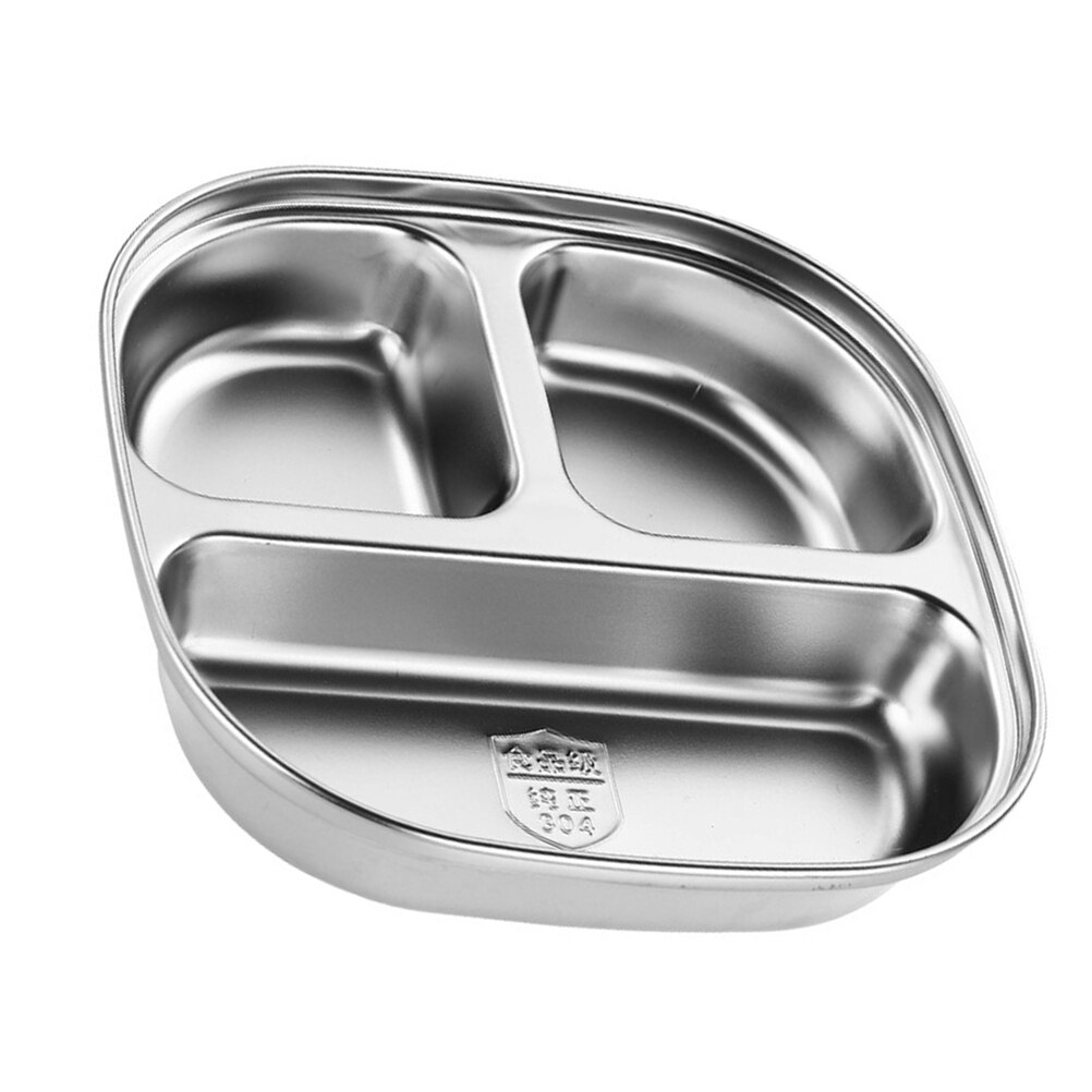 Stainless Steel Compartment Food Plate Multi-grid Dinner Plate Food Serving Tray