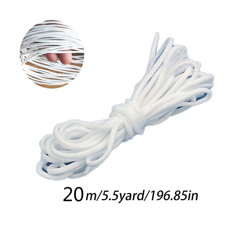 500/300/200m bandes élastiques pour masques, longueur de couture, largeur, cordon élastique blanc, épaisseur de couture, 3mm accessoires de couture diy: 20m