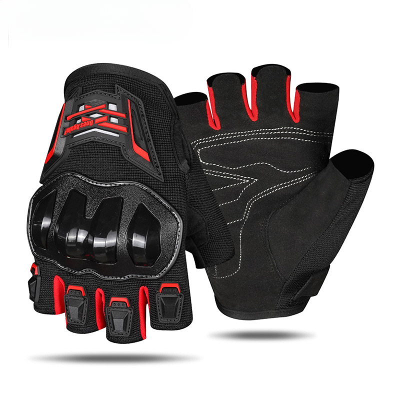 Summer Motorcycle Riding Gloves Half Finger Breathable Motorcycles Racing Wear-resistant Anti Slip and Anti Fall Gloves for Men: Red / XL