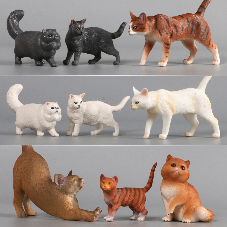 Kinderen Model Solid Pet Kat Model Geel Kat Perzische Zwart-wit Kitten Statische Diermodel Speelgoed Decoratie