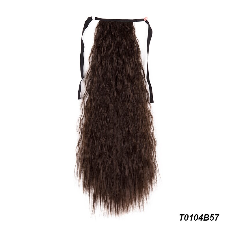 Extensiones de cola de caballo para mujer, coleta larga con ondas de maíz de 21 pulgadas, cinta sintética para atar, coleta: T1B / 4 / 30