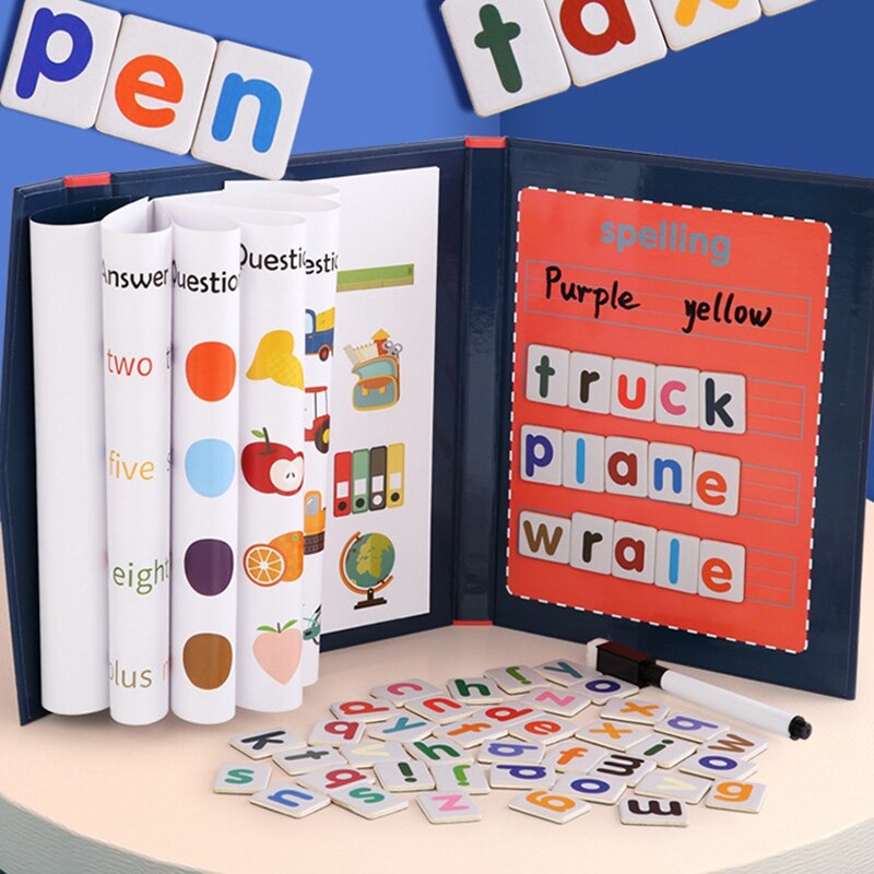 Libro magnético 3D para niños, juego de escritura con letras del alfabeto inglés, tarjetas de Educación Temprana, juguetes de escritura para bebés