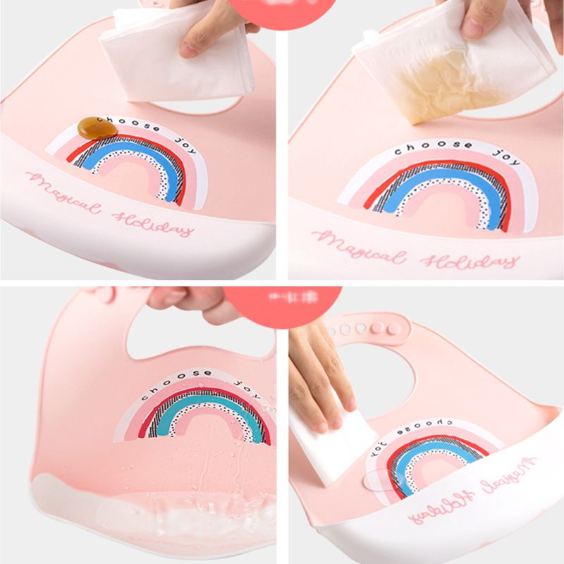 Peuter Baby Feeding Slabbetjes Baby Waterdicht Voedsel Catcher Pocket Zachte Siliconen Feed Speeksel Handdoek