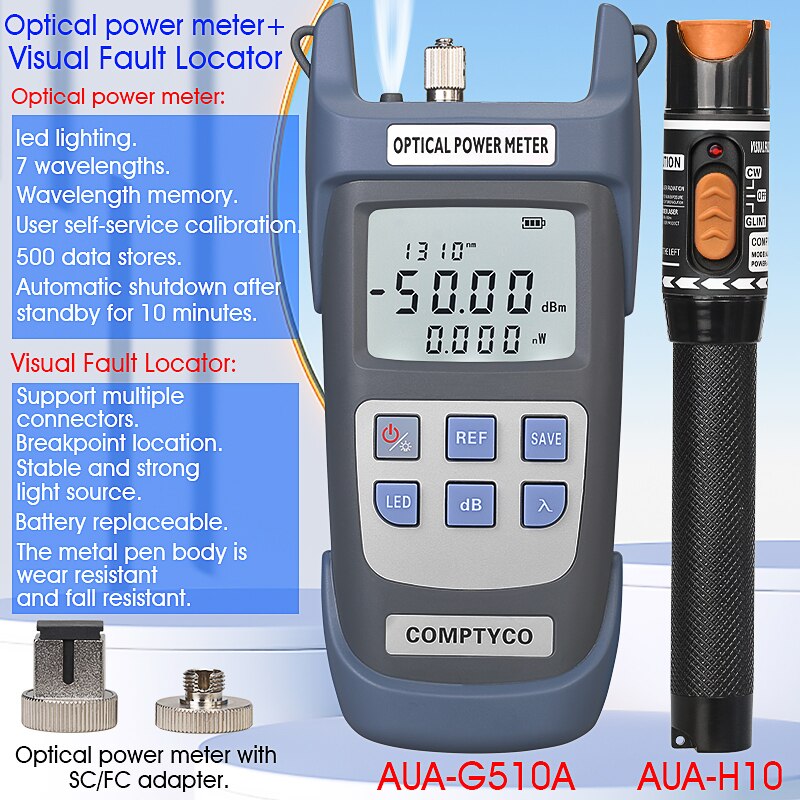 FTTH Fiber Optic Tool Kit 2 In1 Fiber Optical Power Meter -50~+26dBm and 1/10/20/50mw Visual Fault Locator Fiber Optic Test Pen