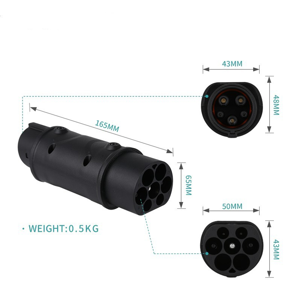 EV-Adapter IEC 62196 Typ 2 auf Typ 1 J1772 32 A EVSE-Ladegerät-Anschluss, Ladekonverter für Elektrofahrzeuge und Autos