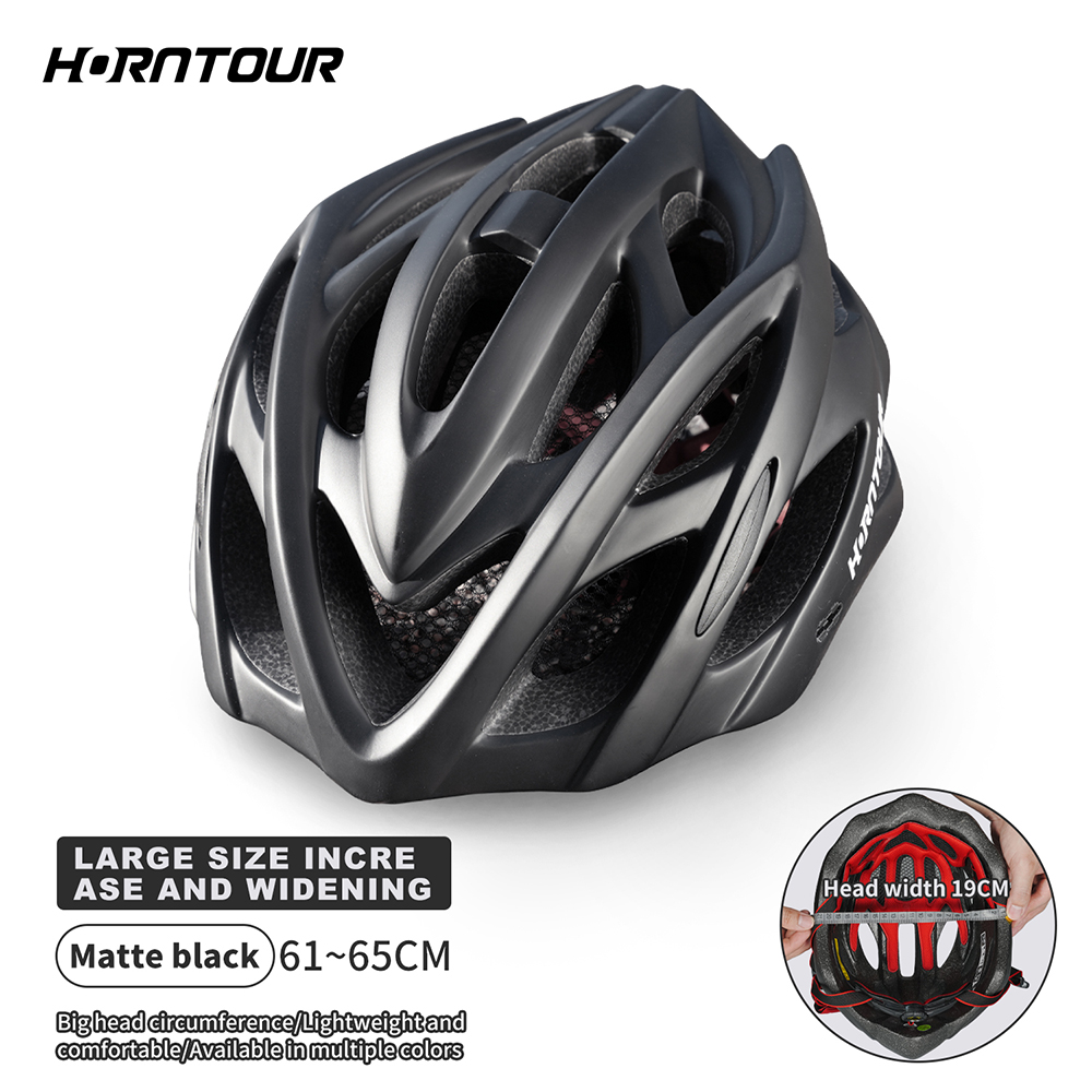 Horntour circunferência da cabeça grande 65cm capacete da bicicleta equitação luz de corrida estrada das mulheres dos homens carga ao ar livre luz da cauda casco: Azul