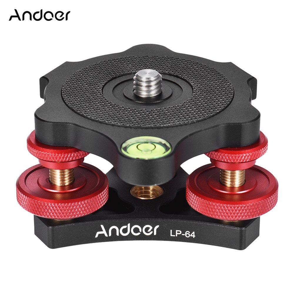 Andoer LP-64 livellatore di precisione a tre ruote con Base di livellamento per treppiede con livella a bolla 3/8 "vite lega di alluminio Max. 15kg