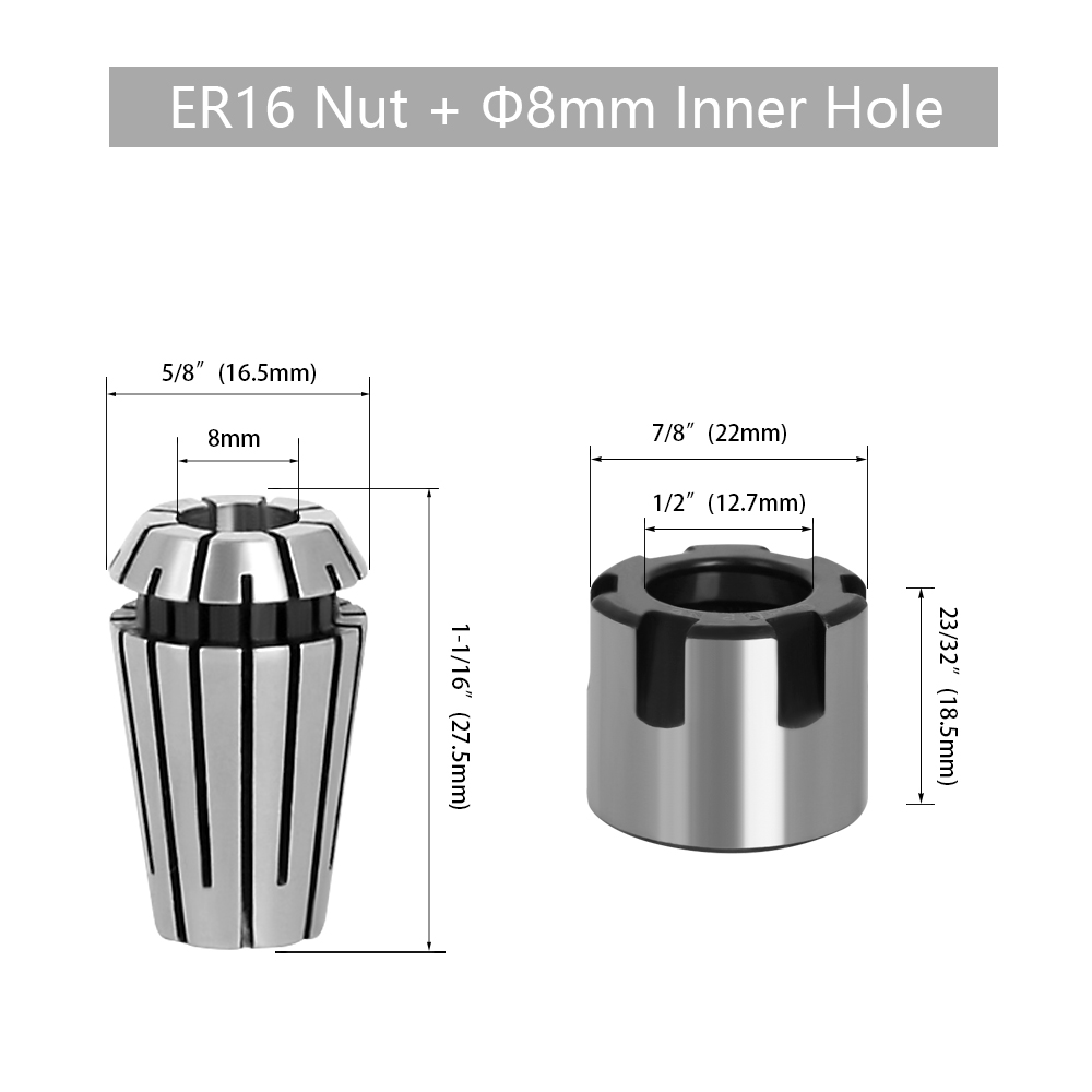 LAVIE Carving Machine Collet Trimming Machine Woodworking Accessories Adapter ER Clamp Nut -C NUT COLLET