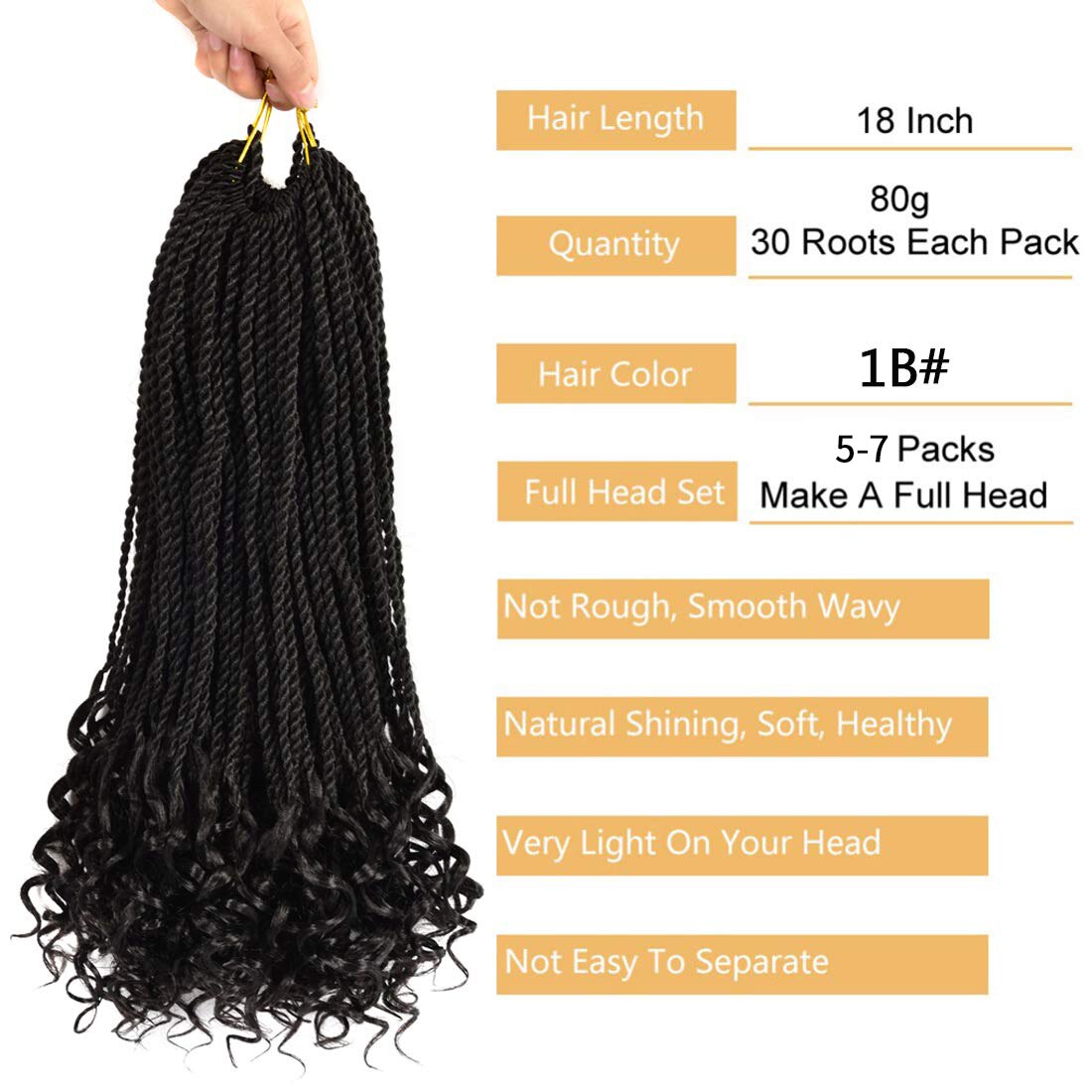 Goddess Senegal Twist Crochet Hair Braiding With Curly Ends Synthetic Braid Hair Extensions 18 Inch SOKU Ombre Senegalese Braids