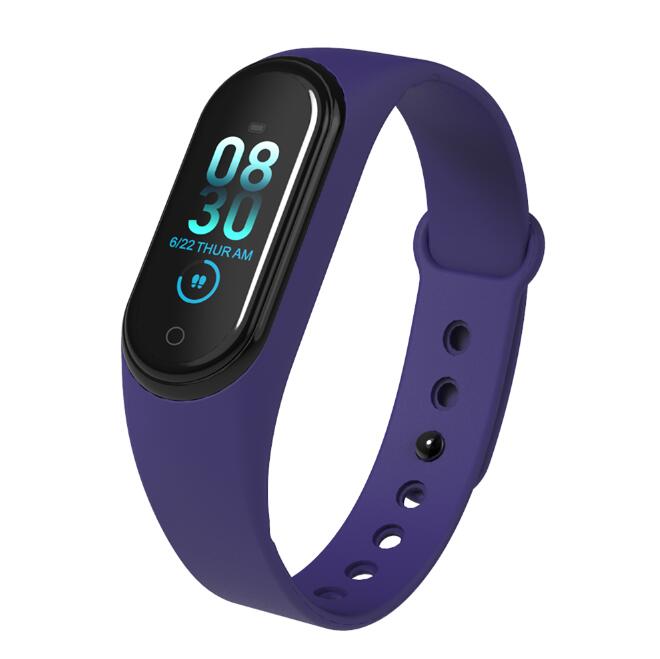 M4 smarte armbånd armbånd trykk/puls/søvn helsemonitor/skritteller vanntett sportsarmbånd fitness tracker: Blå