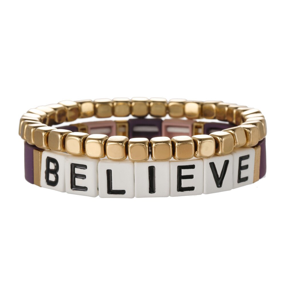 Boemia 2 pz/set coppia bracciale credere lettere bracciale ematite pietra perline braccialetto regalo di san valentino amante brasiliano