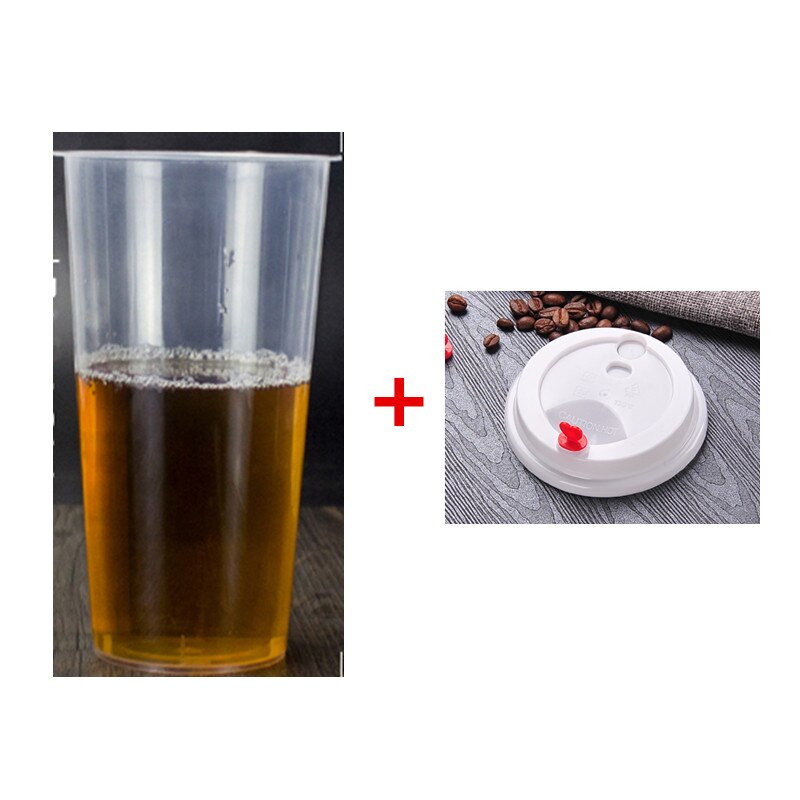 50pcs transparent disposable cups 360ml 500ml cold drink thick plastic cups birthday party favors cup with lid: cup and lid4 / 500ml 50pcs