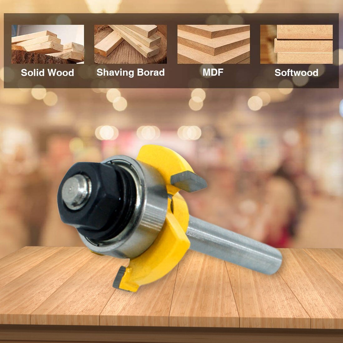 2 pc 8mm Shank Tongue & Groove Joint Assembly Router Bit Set 3/4" Stock Wood Cutting Tool