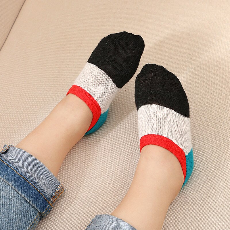 Crianças meias 2019 nova seção verão cottom luta cor malha invisível antiderrapante silicone barco meias 2-11 anos crianças meias