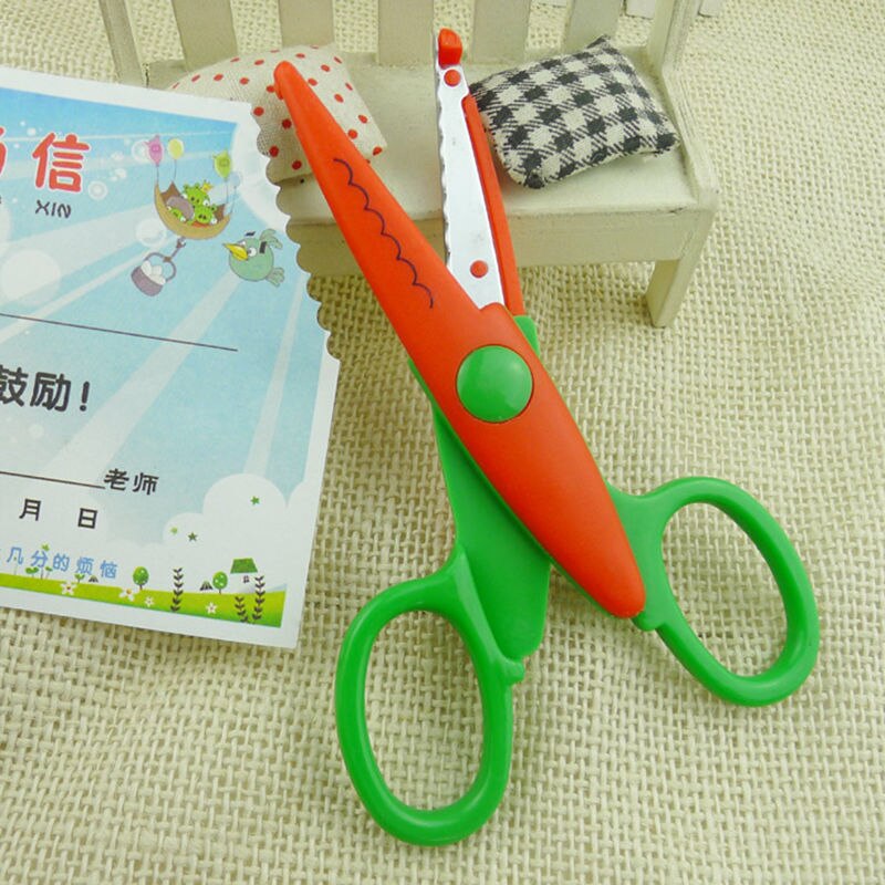 Tijera de encaje, tijeras de Metal y plástico DIY para álbumes de recortes, foto, colores, tijera, papel, encaje, diario, decoración con 5 Patrones