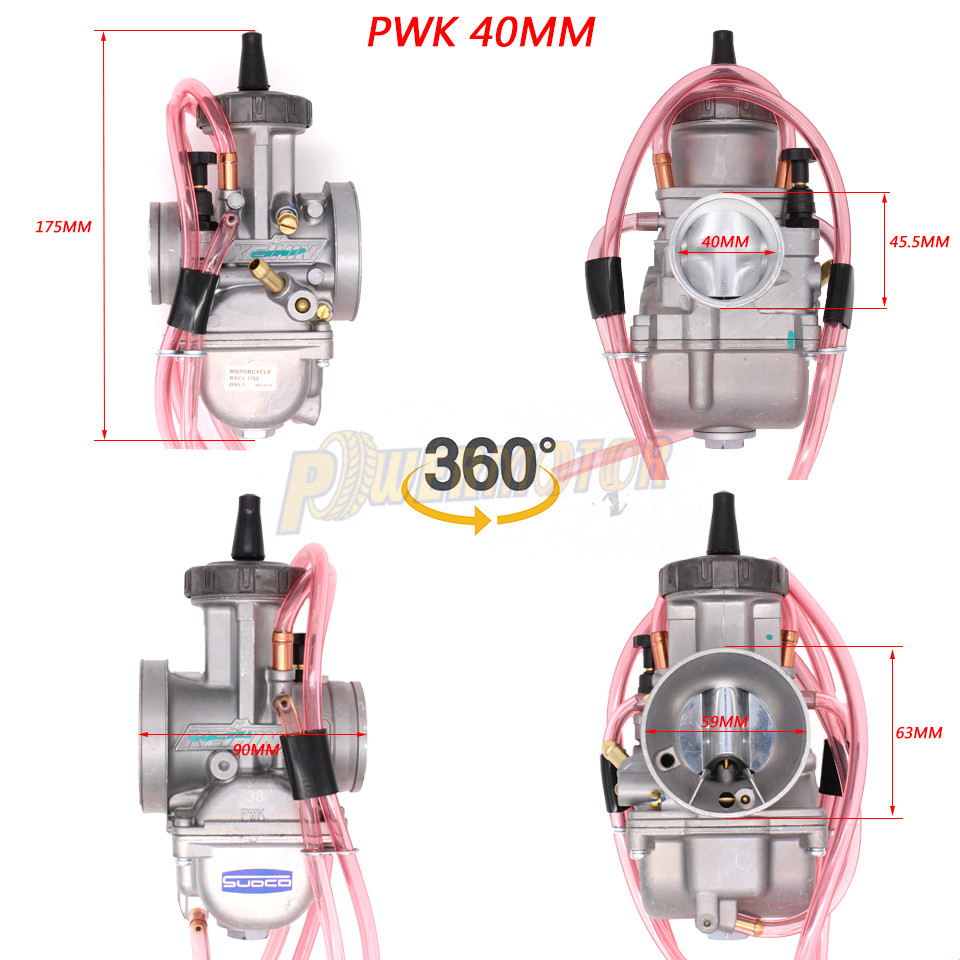 Keihin Motorfiets Carburateur 4-takt Carb Onderdelen Pwk 33 34 35 36 38 40 42 Mm Voor Motor Racen Scooters Crossmotor Met Power Jet: WHITE