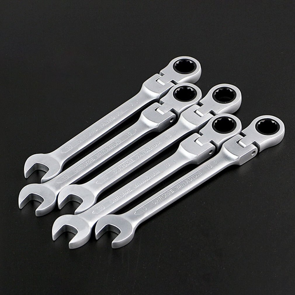 8-19mm 180°Reversible Movable Head Ratchet Wrench Socket Spanner Flexible Head Automotive Repair Hardware Tool