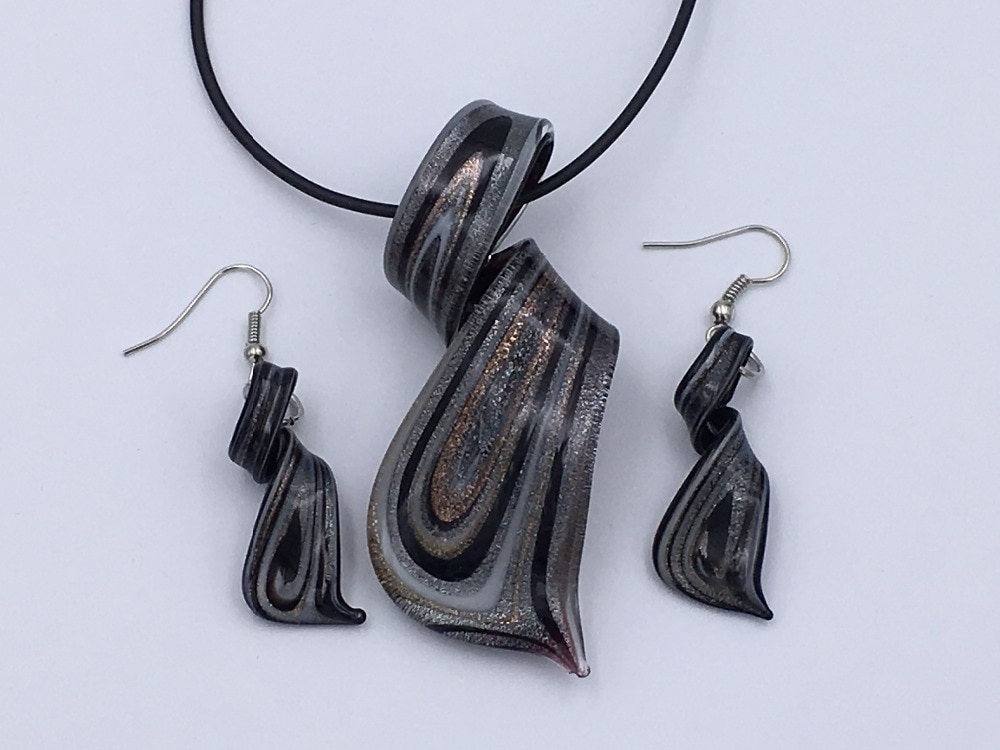 1 Kit Jogos/lote Preto Lampwork Murano Glass Bead Pingente Brincos MODA