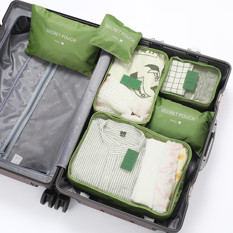 6 stuks reisorganizer opbergtassen draagbare reiskoffer organizer reistas voor dames bagage organizer kleding schoenentas: Lichtgeel