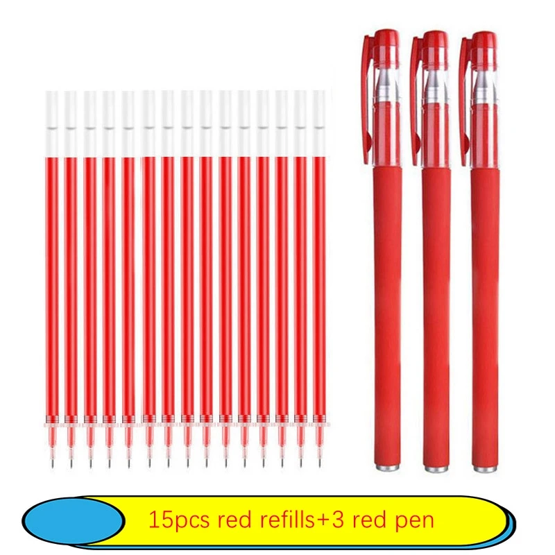 6-25Pc 0.5mm Gel Pen Set Neutral Pen Black/Blue/Red Color Replacable Refill Smooth Writing School Stationery Supplies