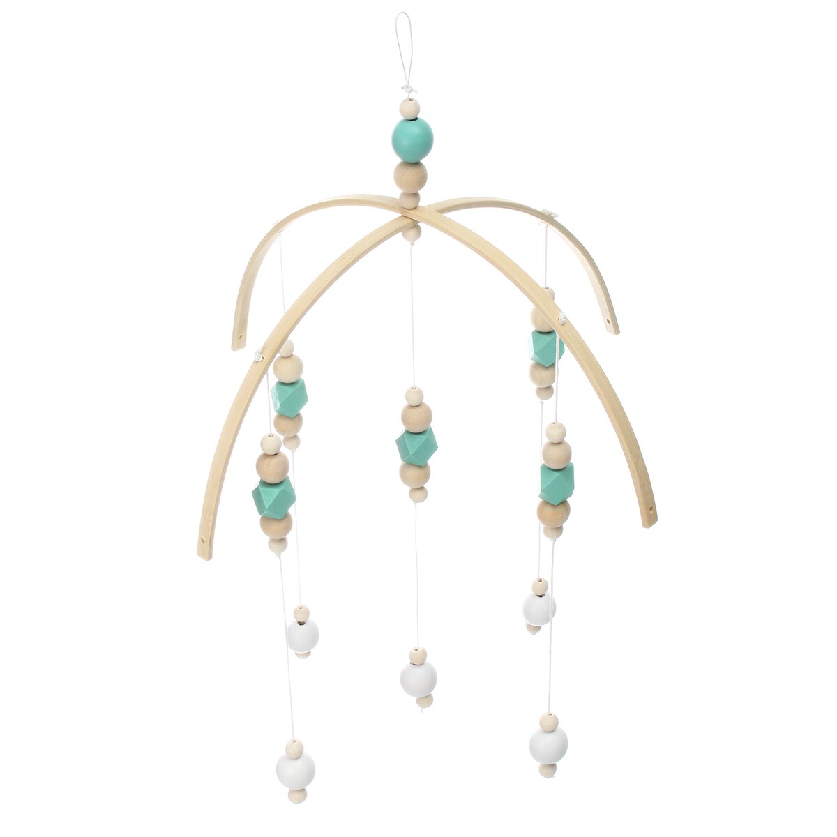 Wooden Baby Rattles Baby Crib Mobile Bed Bell Toy Hanging DIY Rotary Holder Arm Bracket Baby Room Decorative Wood Bead: Red