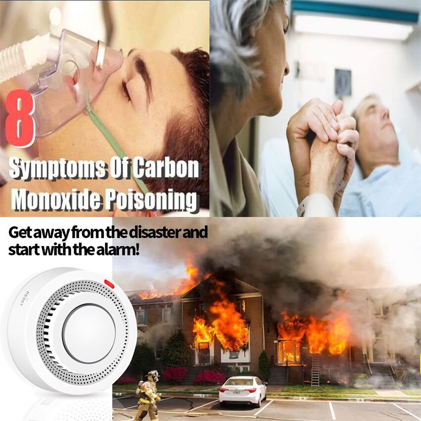 ACCKIP Tuya WiFi Smoke Alarm Fire Protection Smoke Detector Smokehouse Combination Fire Alarm Home Security System Firefighters