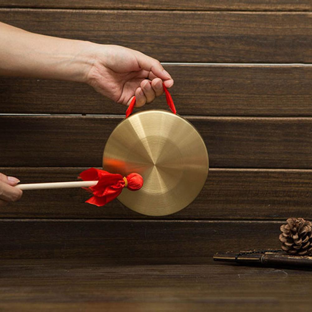 15.5 cm/6.1 tommer håndgongong med træpind, traditionelt kinesisk folkemusikinstrumentlegetøj til børn