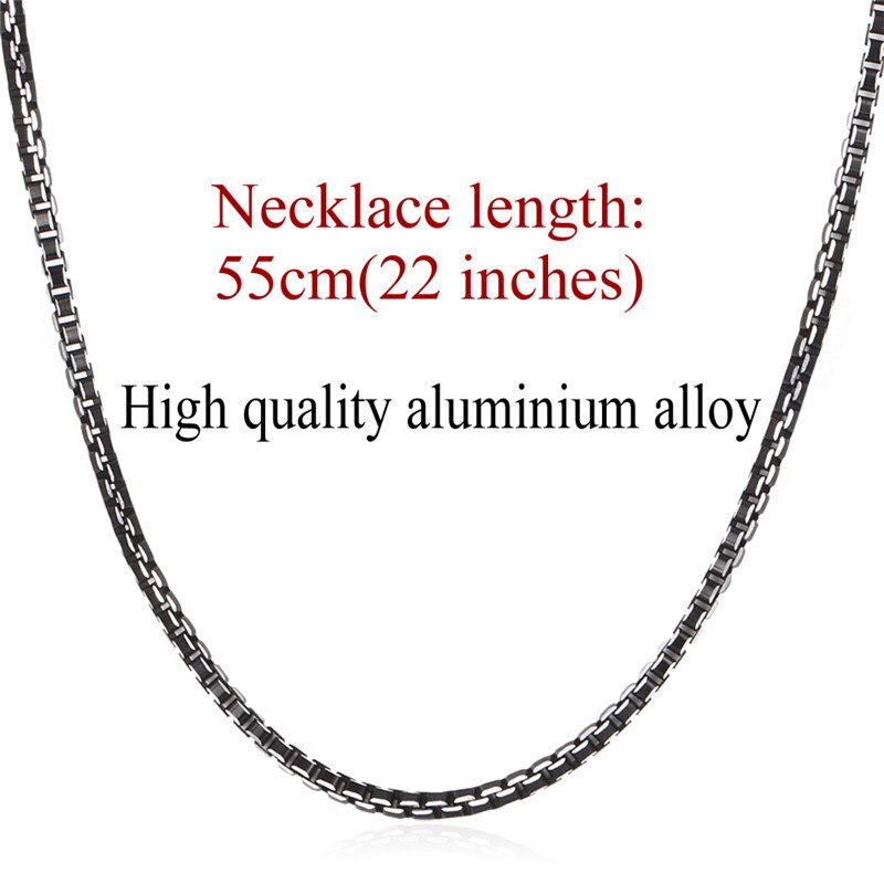 Collare Men Chain Necklace Hip Hop Box Link Chain 6mm Width 316L Stainless Steel Black Men Jewelry N511: 3mm wide 55cm