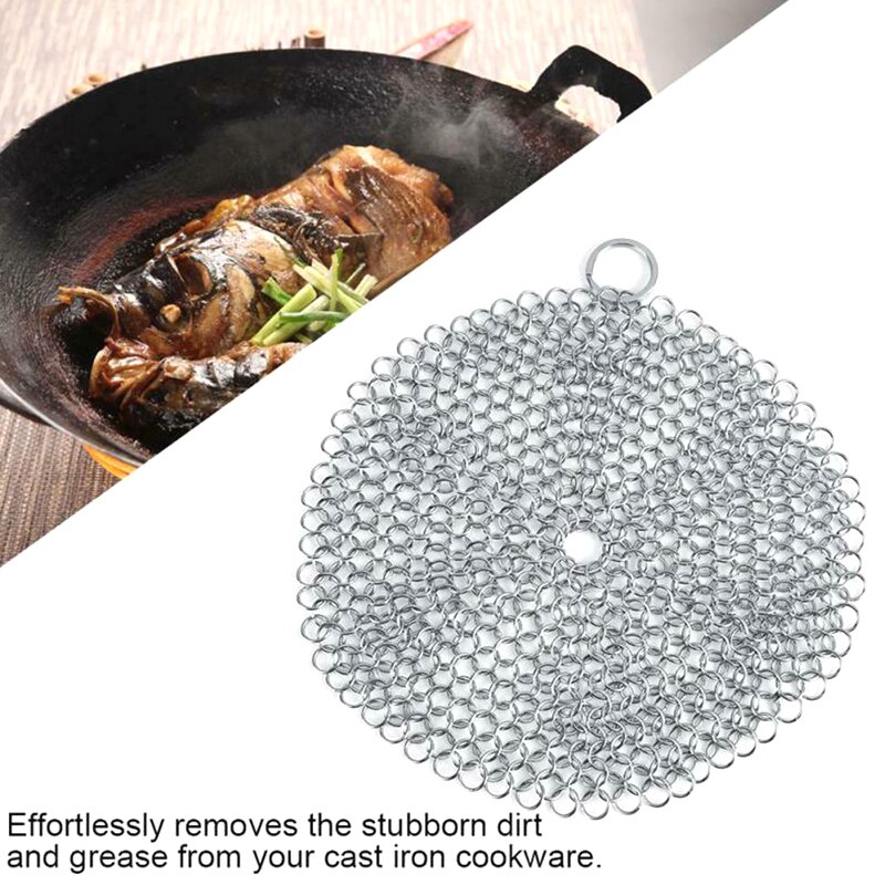Rustfrit stål netnet gryde pan skrubber grill skraber børste til køkken stegepande