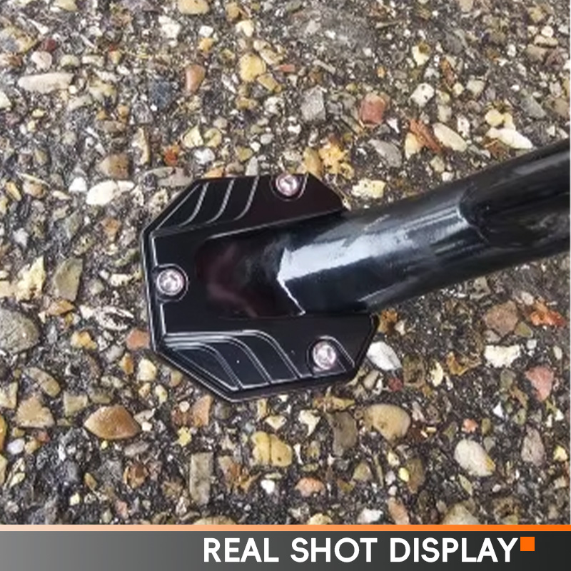 Universal motocicleta bicicleta kickstand extensor base pé suporte lateral extensão pé almofada suporte placa de estacionamento acessórios moto