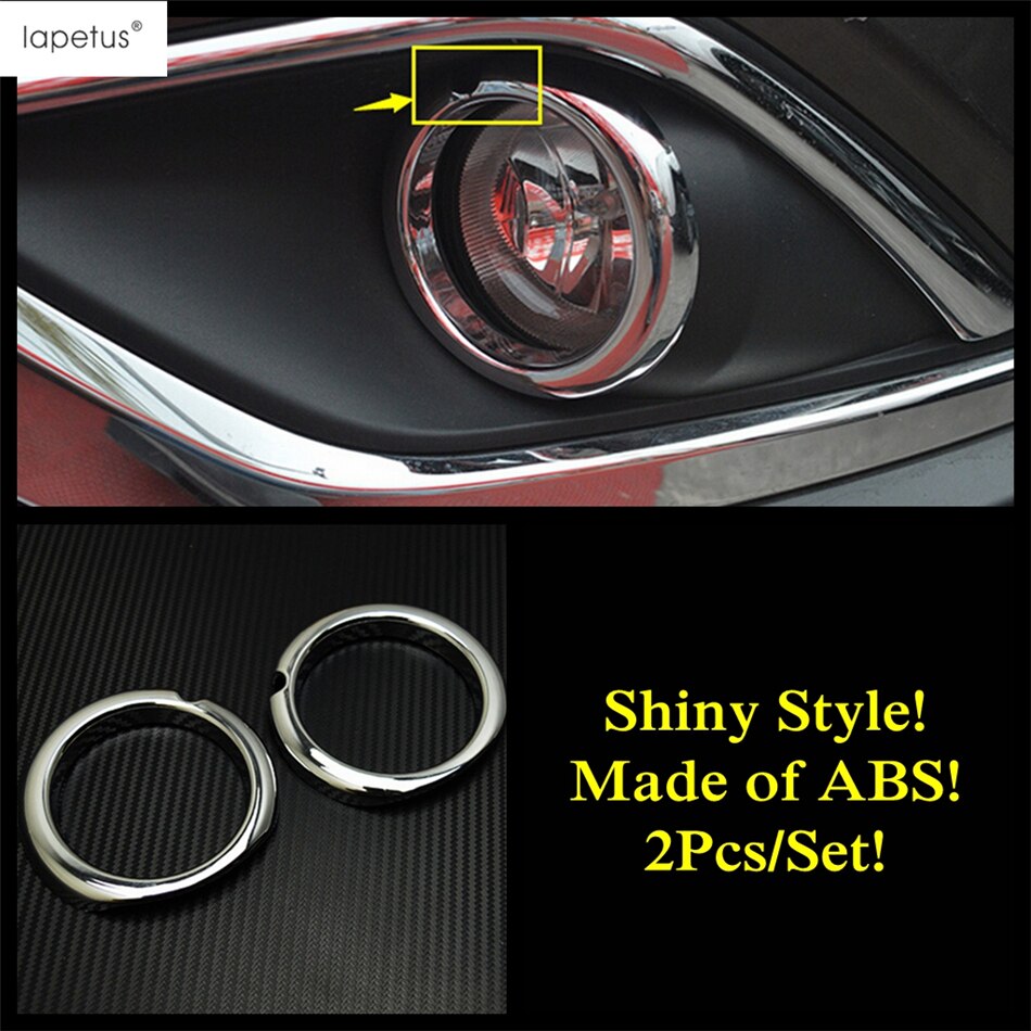 Lapetus Accessories For Mitsubishi Outlander - Front Head Fog Light Ring &amp; Rear Fog Lamp Molding Cover Kit Trim: Model A