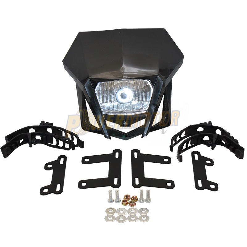 Motorrad Scheinwerfer Verkleidung Universal- Dual Sport Motorrad Scheinwerfer Schmutz Fahrrad Kopf Lampe Moto-Cross für HONDA XR CRF 150 230: Schwarz