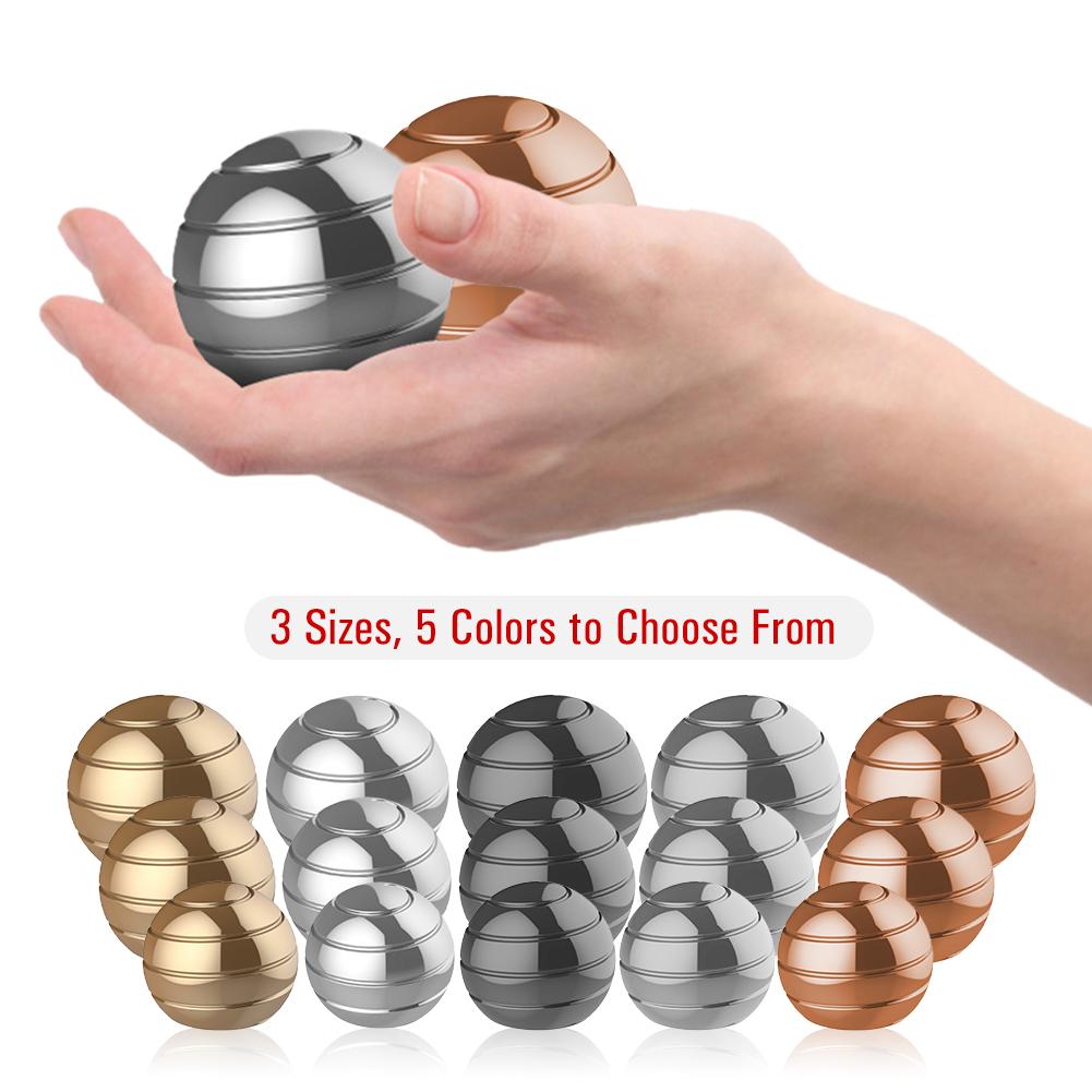 38/45/54mm Desktop Decompression Rotating Spherical Gyroscope Kinetic Desk Toy Metal Gyro Optical Illusion Flowing Finger Toy